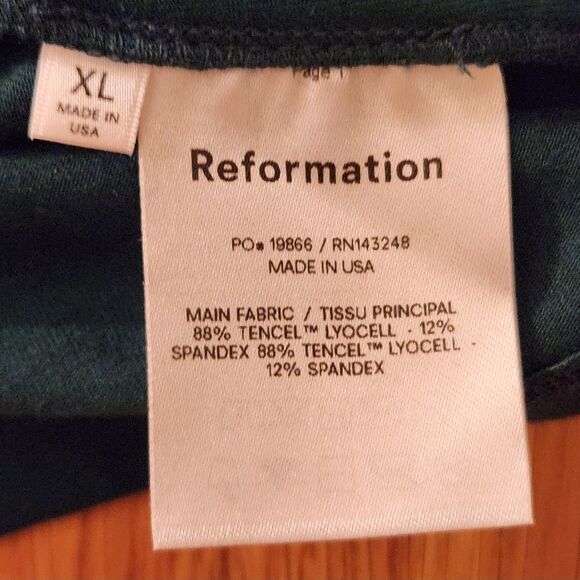 Reformation Yara Eco Cinch Mini Dress, One Shoulder, Forest Green, Sz XL - Picture 6 of 11